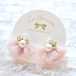 ふんわりチュール ピアス/イヤリング＊ピンク