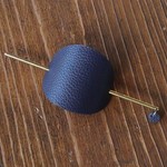 革のかんざしバレッタ(マジェステ） ネイビー系