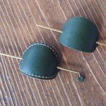 革のかんざしバレッタ(マジェステ） green