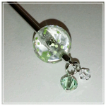 -ﾗｲﾄｸﾞﾘｰﾝ-ラメビーズのかんざし