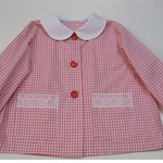 ボタンかけ練習　長袖前あき女の子用スモック　100サイズ