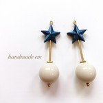 アイボリー×星 シンプルピアス イヤリング