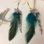 羽根ピアスグリーン×シマ