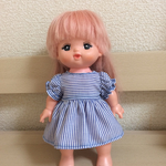 青いシマシマワンピース