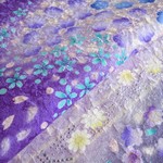 🐇紫色 桜模様 正絹 丹後ちりめん No.51-15 右前身頃裾部分 【80cm×38cm】クリーニング済み振袖の解き 和布 リメイク素材 silk100%