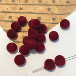 ベロア調 フロッキー ビーズ 12mm ワインレッド ボルドー 10個