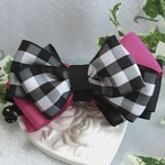 【送料込み】palmier❇ blackcheck&pink  バナナクリップ   