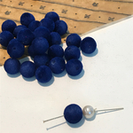 ベロア調 フロッキー ビーズ ネイビー 12mm 10個