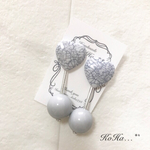 ハートシルバーグレーピアス イヤリング