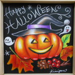 ◎限定１枚　ミニハロウイン💛　チョークアート１４㎝角