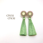 刺繍ビーズ×タッセルイヤリング