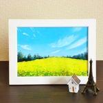 油絵原画『一面の花』　額縁付き