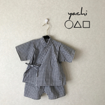 ラスト1枚‼️ハーフパンツで涼しい ギンガムチェック dark gray🍉素朴な甚平さん🍉