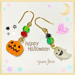 夏 秋★ちょっぴり早め 可愛いハロウィンピアス／ノンホールピアス