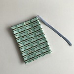 ベロアリボンが可愛い文庫本ブックカバー ミント×チョコドット