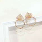 ドライフラワー ✴︎ ゴールド丸カン付きピアス