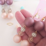 マッドで大ぶりなパープルピンク　ピアス