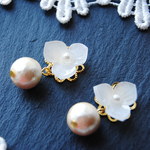 ✿ お花とコットンパールのピアス  ✿  