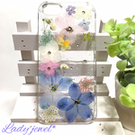  限定1点＊iphone5/5s/SE用押し花ケース ＊pastel color garden・ディルフェニウム＊ スワロフスキーいっぱい♡スマホケース 
