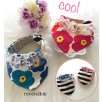 cool❗️リバーシブル ワンちゃん クールバンダナ！ フリフリ(北欧風花柄)×ストライプ 2WAY (小型犬用) 