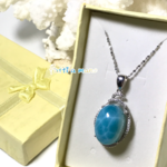 送料無料　♡幸せを呼び込みます♡キラキラ極品海の雫　　濃いカリビアンブルー　ラリマーペンダントトップ　ネックレス　シンプル　ユニセックス