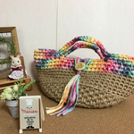 ☆mikenyanko様専用☆(ショルダー紐追加)121.(麻ひも×手染めレインボー)マルシェバッグ