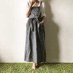 ヘアバンド付き！麻のロングエプロン！