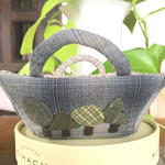 先染めチェックの小物入れ