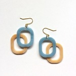 バイカラーピアス　ブルー×ベージュ