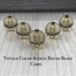 SALE♡ヴィンテージカラーアクリルラウンドビーズ キャメル 10pcs