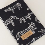 ★SALE★文庫本ゴムバンド栞付ブックカバー★ninaキツネ北欧★ネイビー