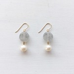 淡水真珠：pearl×coin stone pierce[K14GF]