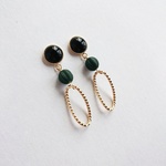 ブラック×モスグリーン シンプルピアス
