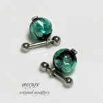 軟骨ピアス14G★ホタルガラス 10㎜玉6㎜玉選べます♡（グリーン&ブラック）【医療用サージカルステンレス】送料無料