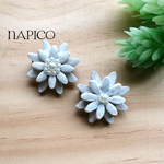 【陶土・陶器】2個セット♡ホワイトフラワー❀ブローチ