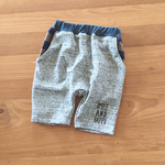 粗挽きグレーのサルエルハーフパンツ