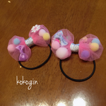 チュール カラフルポンポンヘアゴム