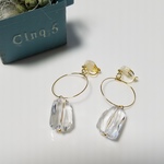 clear×goldフープ　イヤリング　