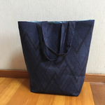着物リメイク 濃紺幾何学 手提げトートバッグ