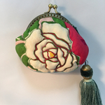 着物リメイク、薔薇のポーチ(タッセル付)