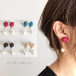 くるみボタン×パールバー［ピアス/イヤリング］
