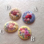 羊毛とフェルト花刺繍ヘアゴム or  ブローチ