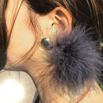 新作  ブルーグレー ファー シルバー コンチョ 2way ピアス/アレルギー対応