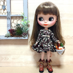ブライス　リカちゃん  ワンピース　 花柄  ベルト付き