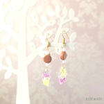 フラワーストーン × ウッドビーズ ピアス(イヤリング)