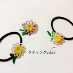 手編み・紫陽花《ブルー》ヘアゴム