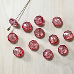 RED CLEAR CRACK OCTAGON ACRYLIC BEADS