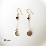 満月と三日月とスワロフスキーのピアス/イヤリング