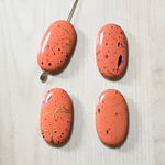 ORANGE BLACK GOLD PINK SPLASH FLAT OVAL ACRYLIC BEADS