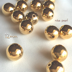 🔵完売🔵ゴールド ビーズ 12mm 【30個】穴あき  貫通